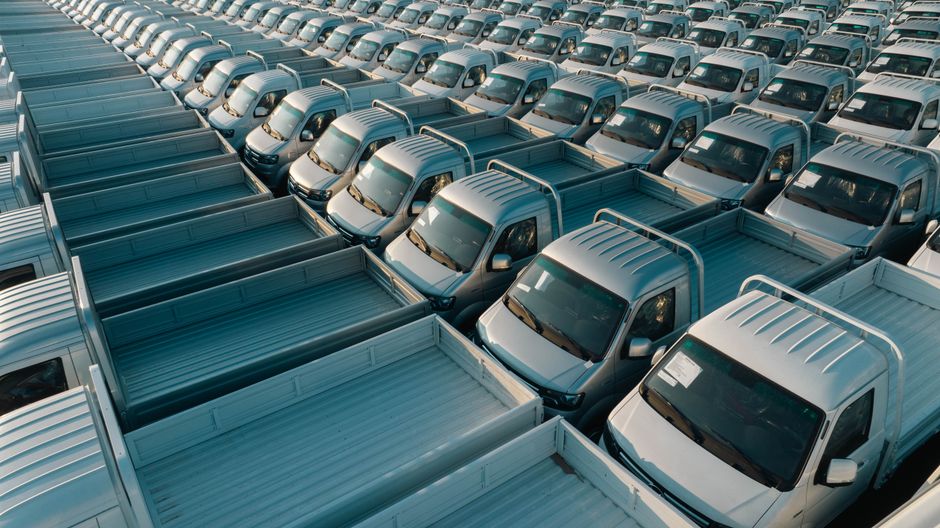 A pickup truck parked on a street