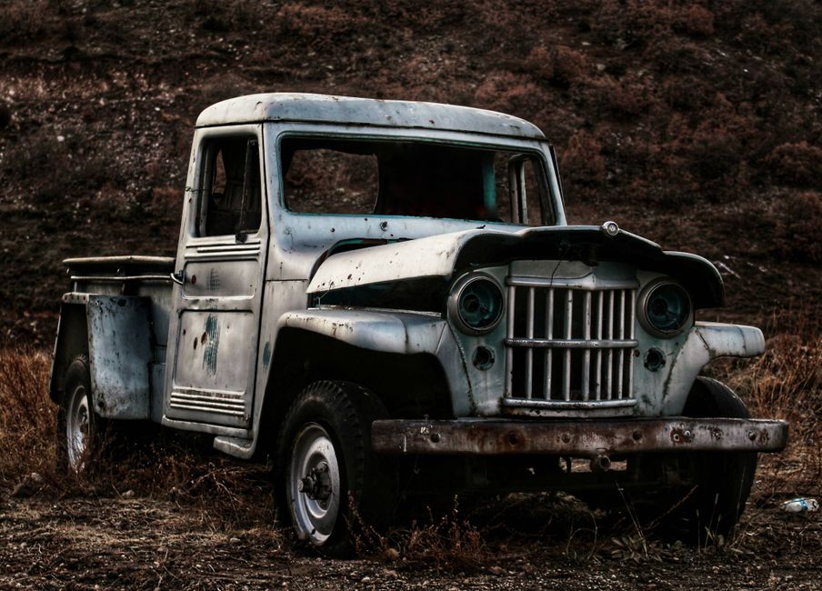 A pickup truck parked on a street